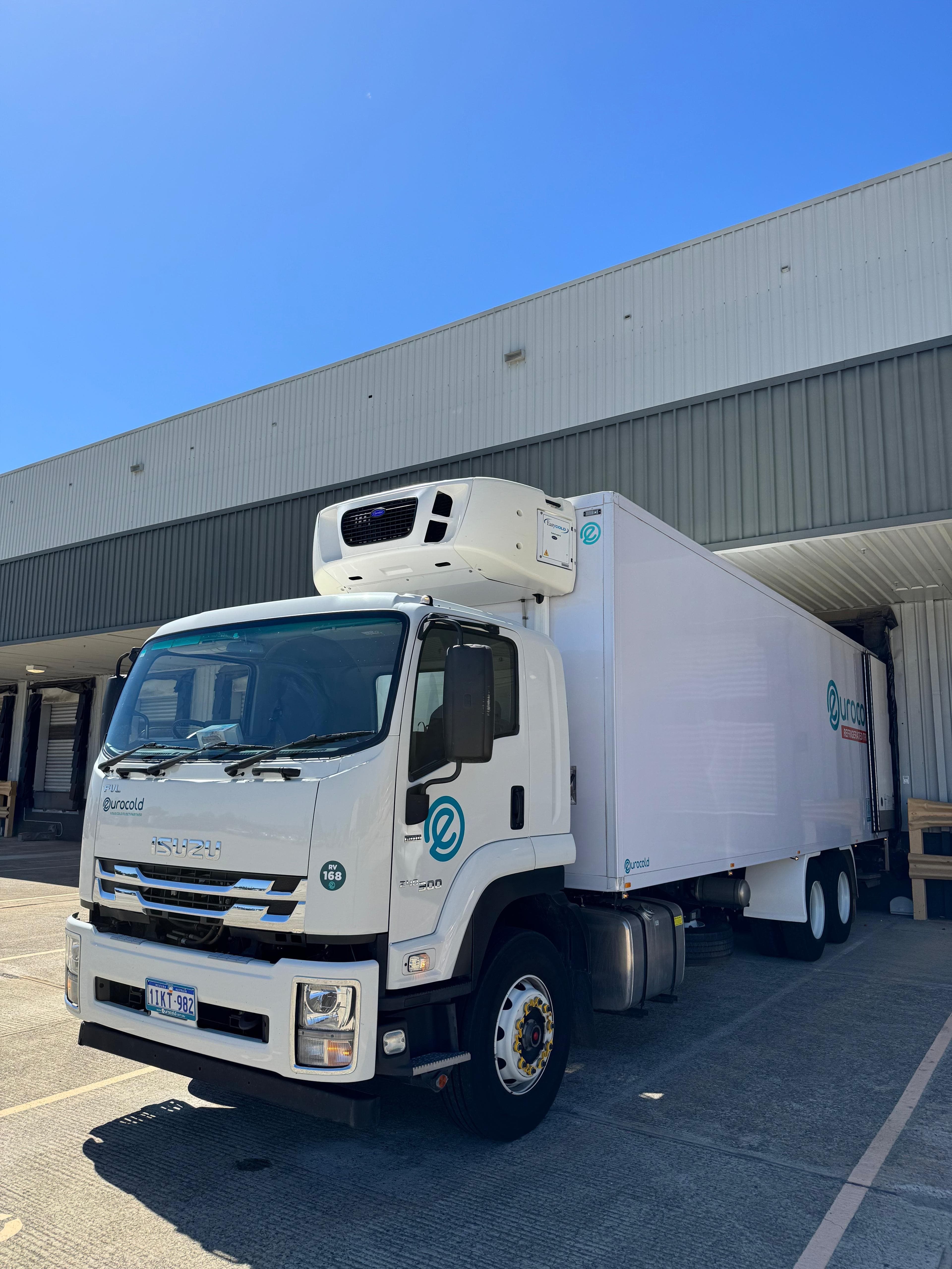 Refrigerated truck at warehouse